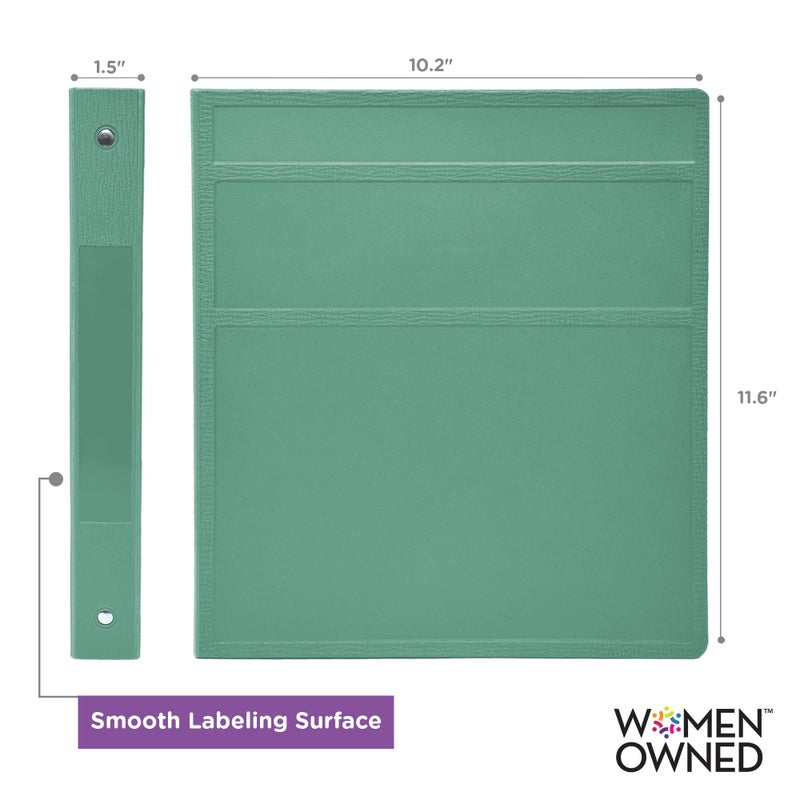 Carstens 1-Inch Heavy Duty 3-Ring Binder - Side Opening, Mint, Durable Plastic, Precision No-Gap Rings, Waterproof Cover, No Pockets, Holds 125 US Letter Sheets, BPA-Free, Made in USA (8707-3R) - Image 3